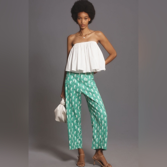 NWT Anthropologie The Colette Cropped Wide-Leg Pants by Maeve:Linen Edition - Picture 4 of 13
